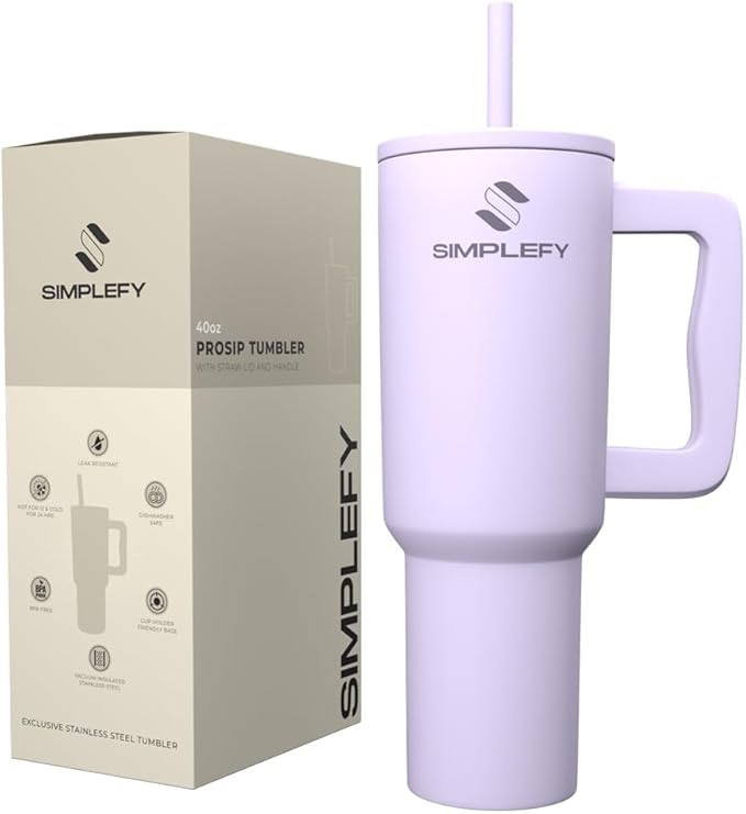 ProSip 40oz Insulated Tumbler with Handle & Straw Lid – Cupholder Friendly Stainless Steel Travel Mug, Leak-Resistant, Double Wall Vacuum Cup for Cold & Hot Drinks